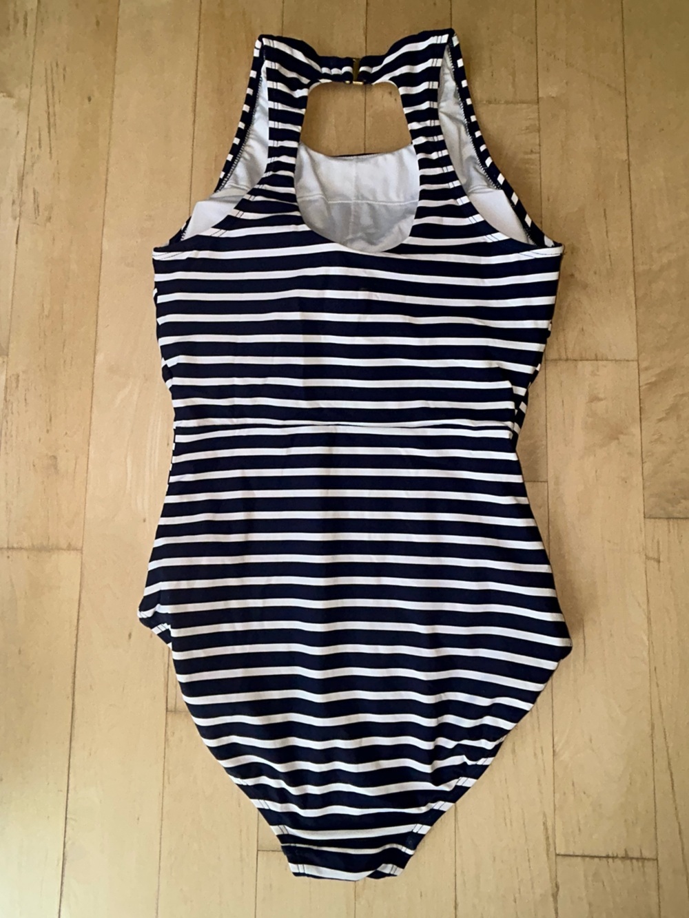Lands' End Women’s One Piece Horizontal Stripe Swimsuit Navy/White Medium NWT - Picture 4 of 14